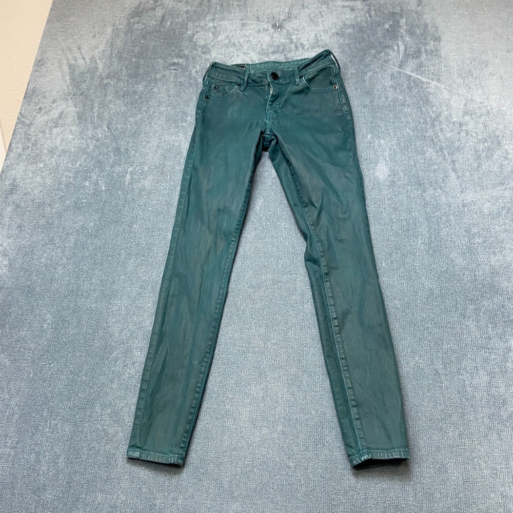 True Religion Jennie Curvy Skinny Jeans Womens 24 Green Mid Rise Summer Outdoor